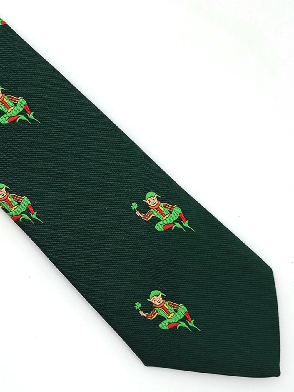 CTC Green Leprechaun Clover Jacquard Irish Polyester Repp Tie Necktie 3 x 57